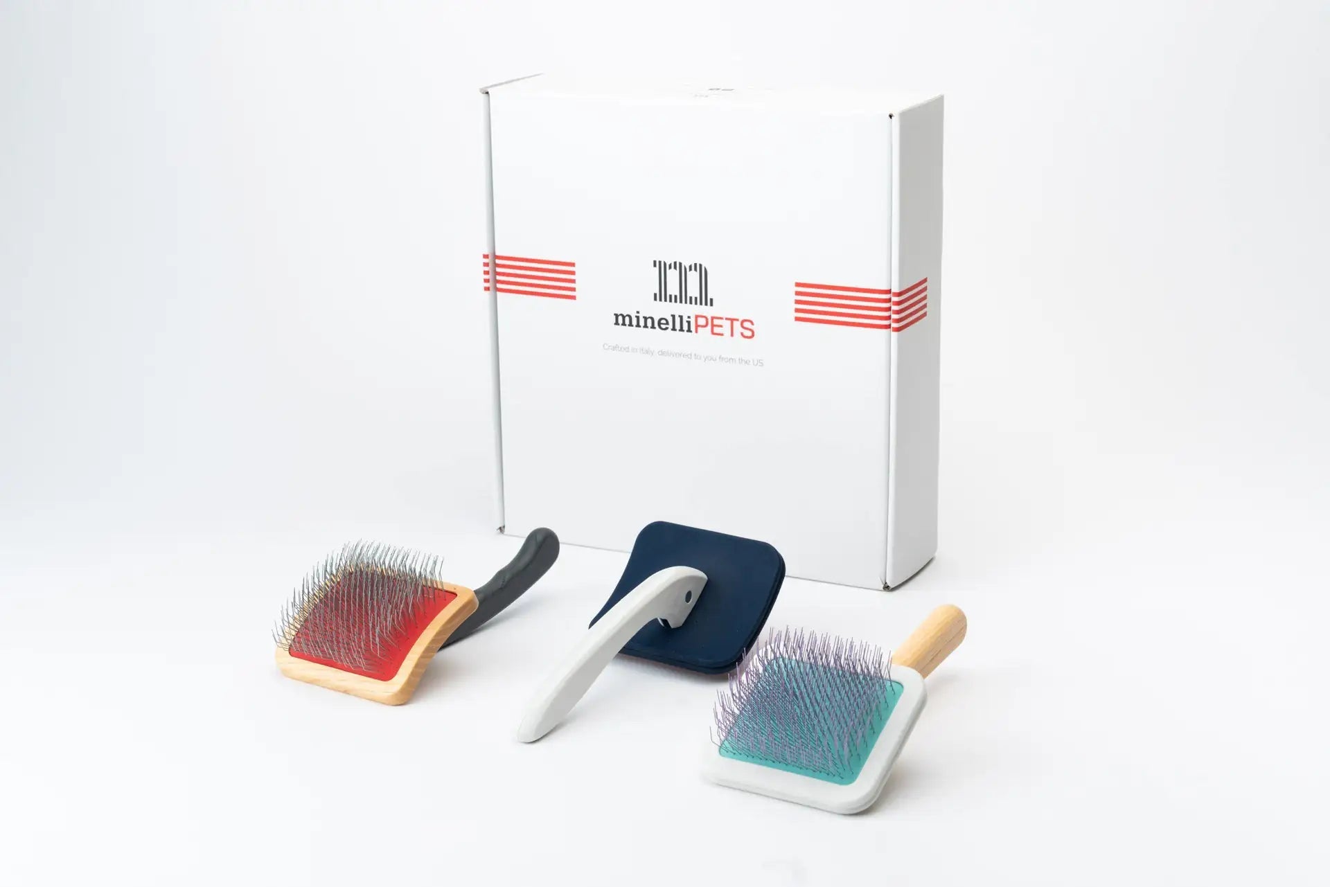 Deluxe Slicker Trio - for medium to tall dogs (Antibacterial + Super Grip + Easy)_MinelliPETS