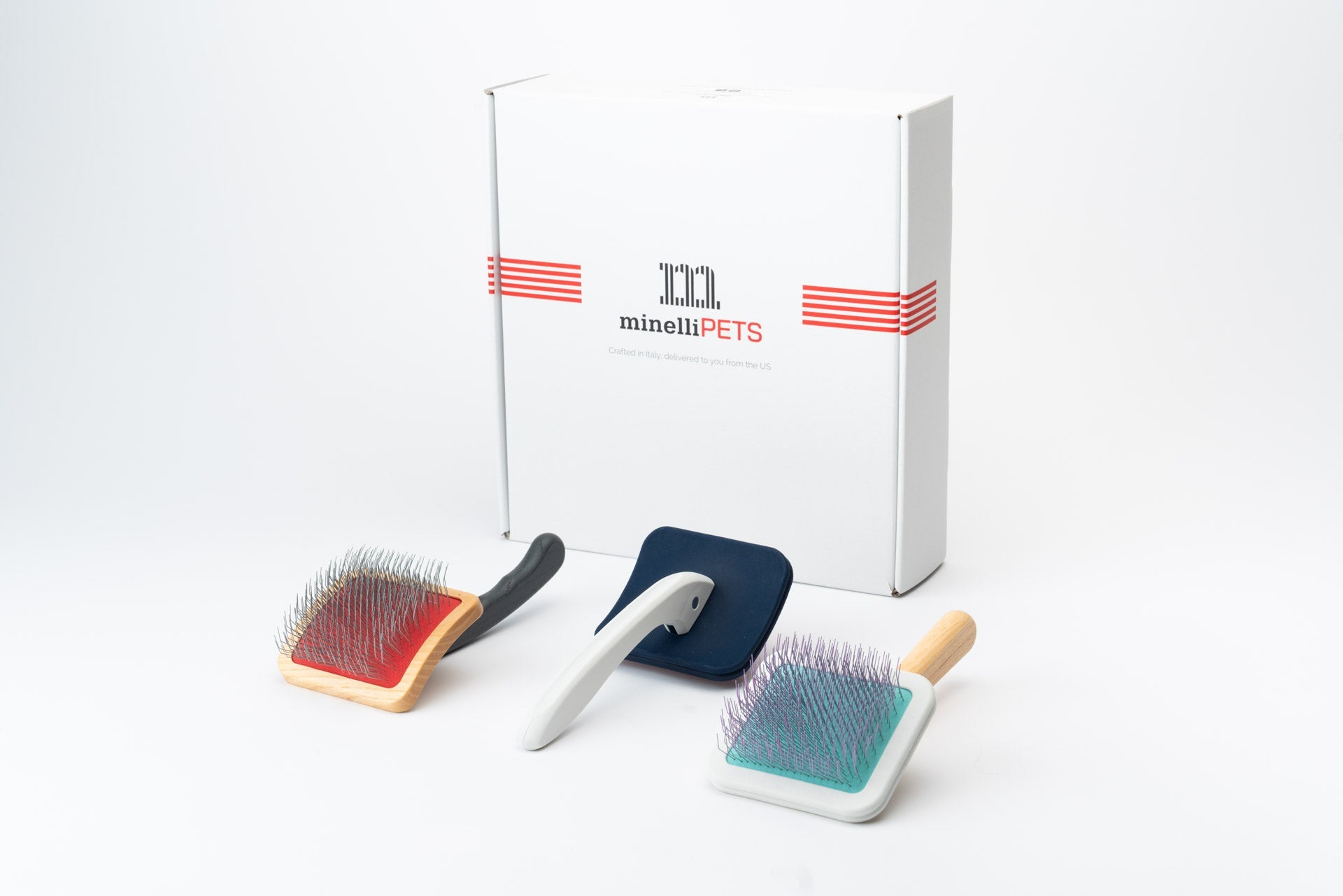 Deluxe Slicker Trio - for medium to tall dogs (Antibacterial + Super Grip + Easy)_MinelliPETS